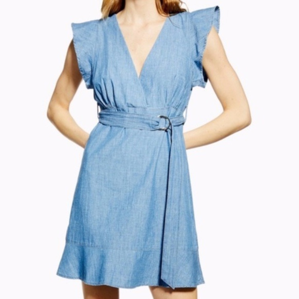 Topshop chambray minidress with belt